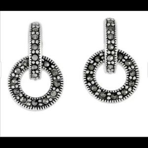 Marcasite and Sterling Silver Drop Earrings from Thailand, "Bold Connection"